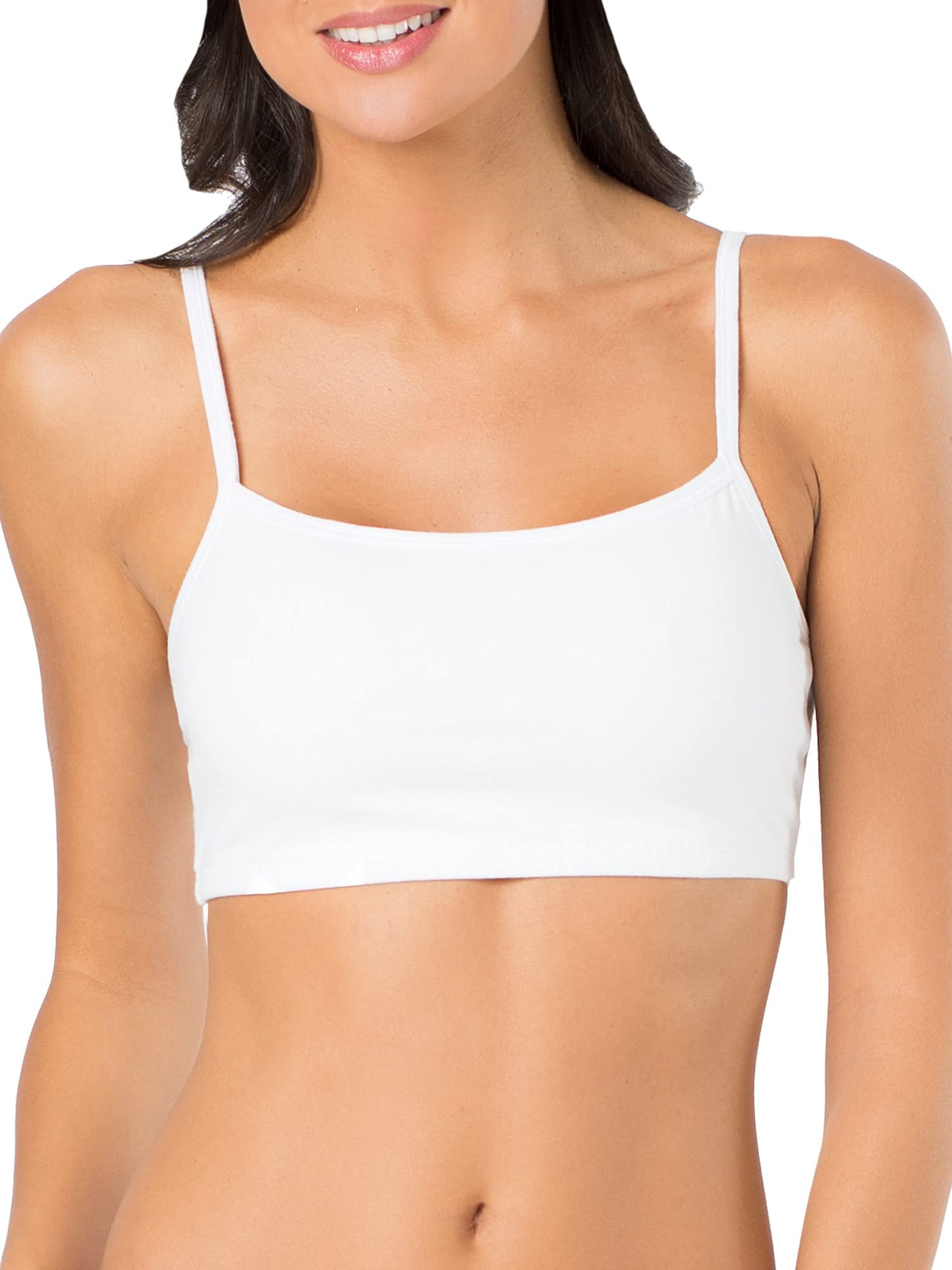 Fruit of the Loom Women's Spaghetti Strap Cotton Pullover Sports Bra Value Pack, Blushing Rose/White/White/Black 4-Pack, 34 🍁 All In One Marketplace Canada