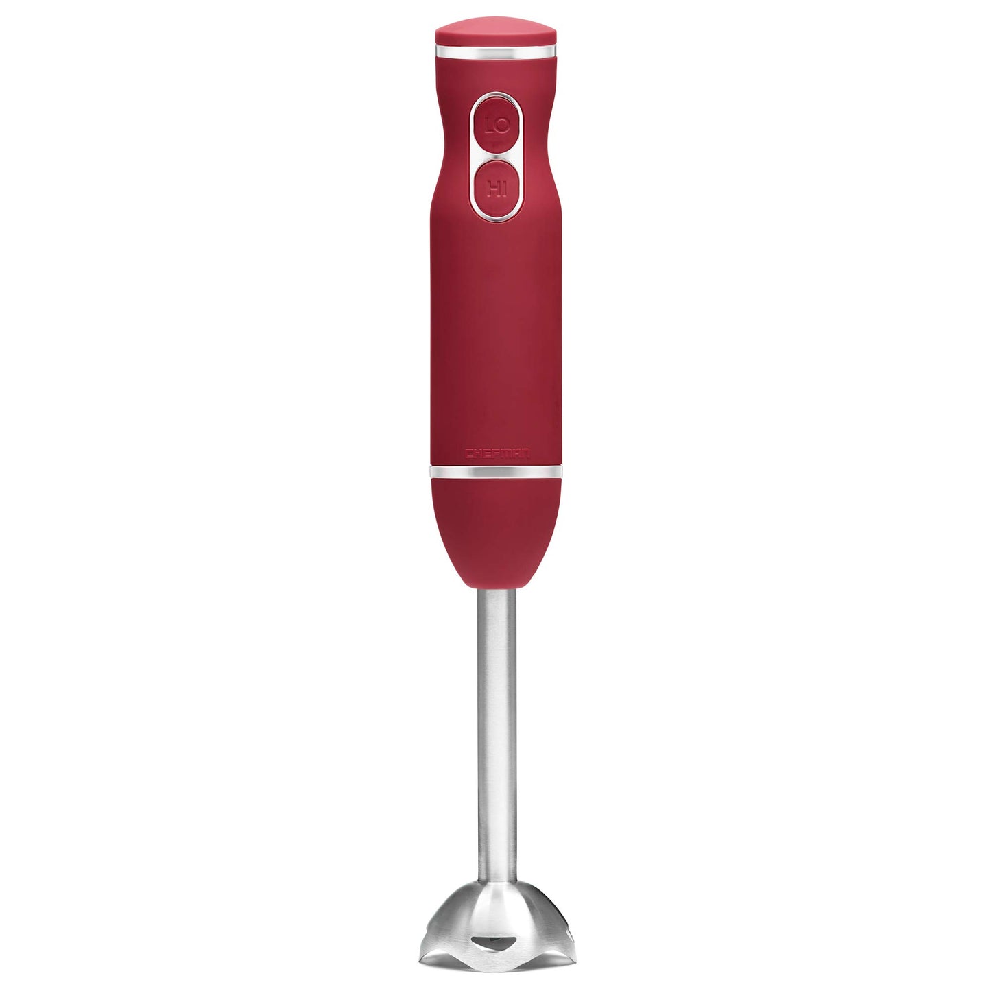 Chefman Immersion Blender, 300W Hand Blender with Stainless Steel Blades, Powerful Electric Ice Crushing 2-speed Control Handheld Food Mixer, Purées, Smoothies, Shakes, Sauces & Soups, Red Chefman