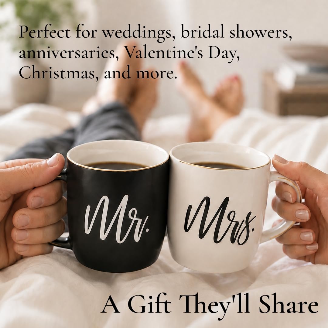 Triple Gifffted Mr and Mrs Coffee Mugs Couples Gift Set, 380 ml Ceramic 🍁 All In One Marketplace Canada