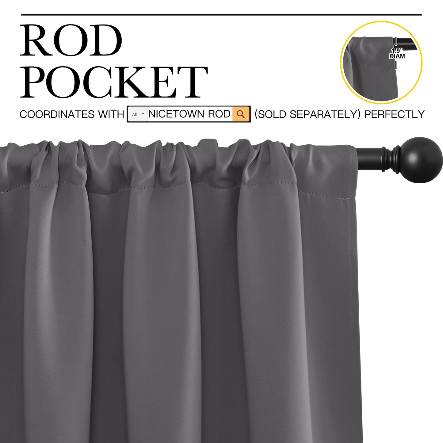 NICETOWN Blackout Kitchen Curtains 45 Inches Long, W42 x L45, Grey 🍁 All In One Marketplace Canada