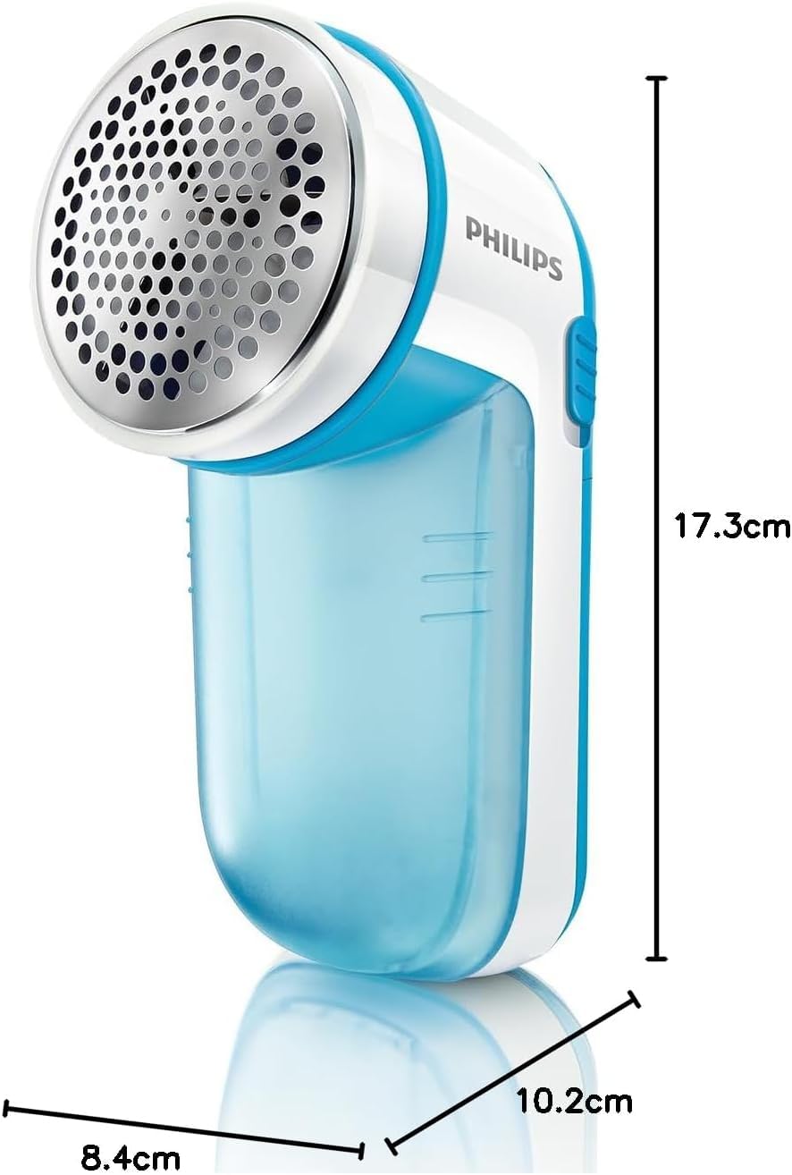 Philips Fabric Shaver, Removes Fabric Pills, Suitable for All Garments, Large Blade Surface, Cleaning Brush, Includes Batteries, Blue (GC026/00) - Available at All In One Marketplace Canada