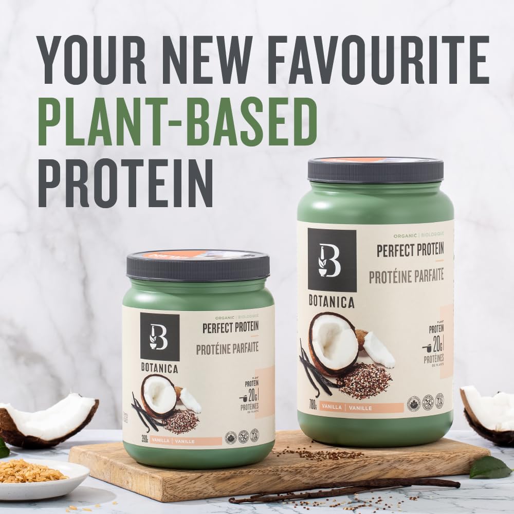 Botanica Organic Vegan Perfect Protein Powder – Plant-Based, Gluten Free, Stevia & Sugar Free – 20 g Protein + 3.4 g BCAAs per Serving, Vanilla, 780 g
