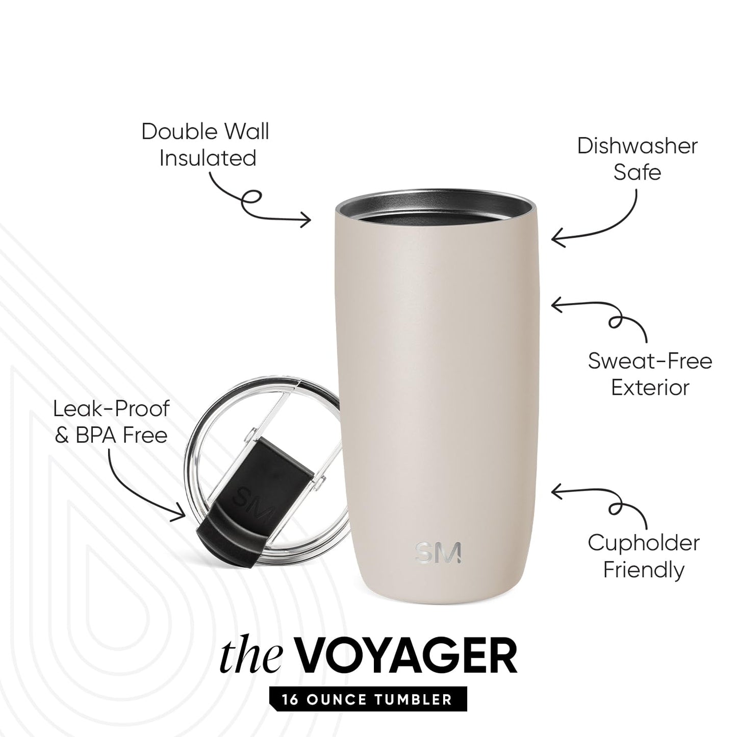 Simple Modern Travel Coffee Mug with Lid | 16oz | Beige Simple Modern