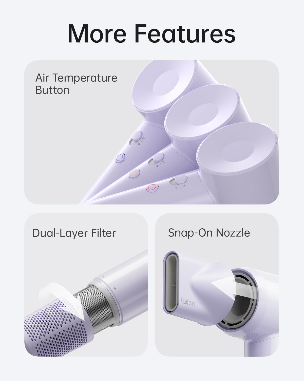 Laifen SE Lite Professional Hair Dryer, High-Speed Blow Dryer 100,000 RPM Brushless, Ionic Hair Dryer with Diffuser for Curly Hair , Fast Drying Low Noise, Diffuser Hair Dryer for Women and Men Lightweight Thermo-Control with 2 Nozzles, HD110 - Available at All In One Marketplace Canada
