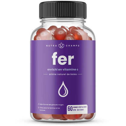 Iron Gummies with Vitamin C | 10mg Iron Per Gummy | Iron Supplements for Women & Men | Vegan Gummies | Blood Cell Formation Support | Energy, Focus, Immune Support | Vegan & Non-GMO (1) - Available at All In One Marketplace Canada