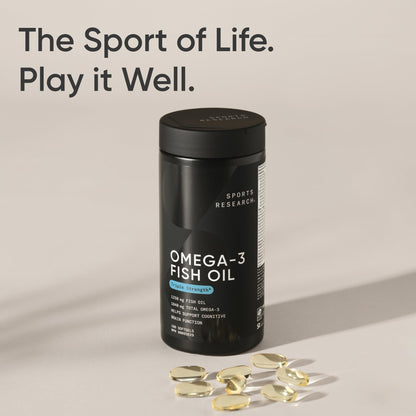 Sports Research® Triple Strength Omega 3 Fish Oil - Burpless Supplement w/EPA & DHA Fatty Acids from Wild Alaskan Pollock - Supports Cognitive Health & Brain Function for Men & Women - 1250mg, 180ct