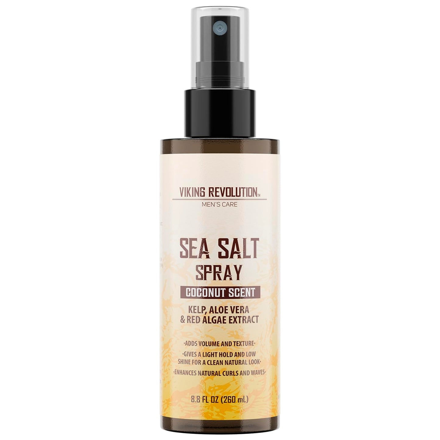 Viking Revolution Sea Salt Hair Spray for Men - Coconut - 260ml - Texturizing With Kelp, Aloe Vera & Red Algae Extract - Adds Volume & Texture for Beach Hair