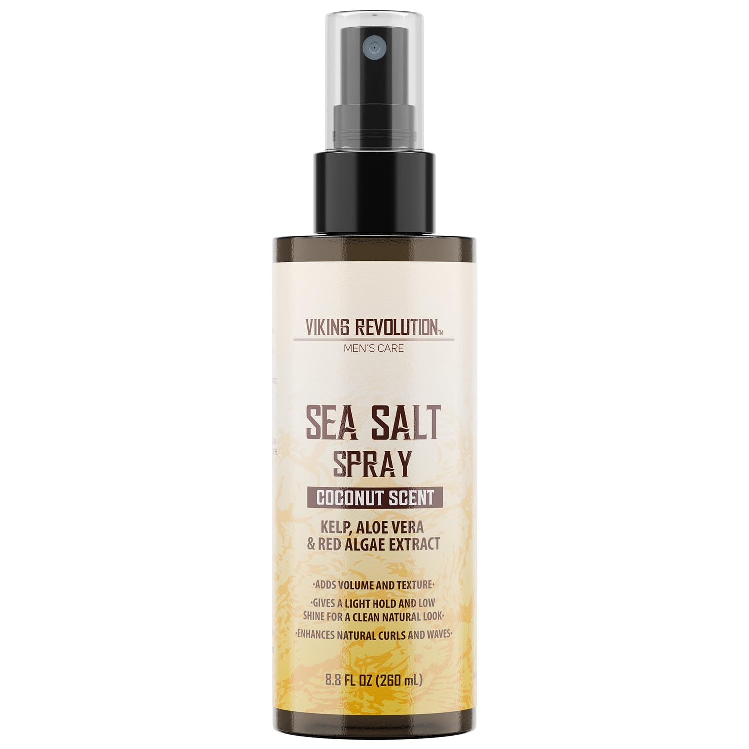 Viking Revolution Sea Salt Hair Spray for Men - Coconut - 260ml - Texturizing With Kelp, Aloe Vera & Red Algae Extract - Adds Volume & Texture for Beach Hair