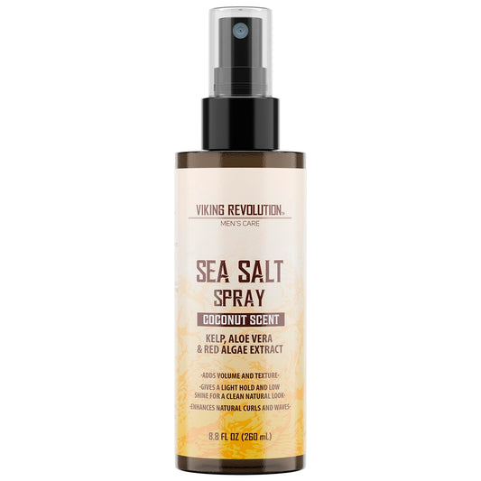 Viking Revolution Sea Salt Hair Spray for Men - Coconut - 260ml - Texturizing With Kelp, Aloe Vera & Red Algae Extract - Adds Volume & Texture for Beach Hair