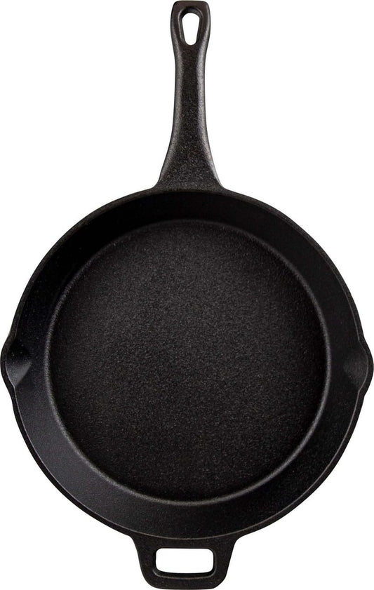 Coghlan's Cast Iron Skillet – 10.1-Inch Pre-Seasoned Frying Pan with Dual Pour Spouts & Helper Handle for Campfire Cooking, Stove, Grill, or Oven – Durable Outdoor Cookware Coghlan's