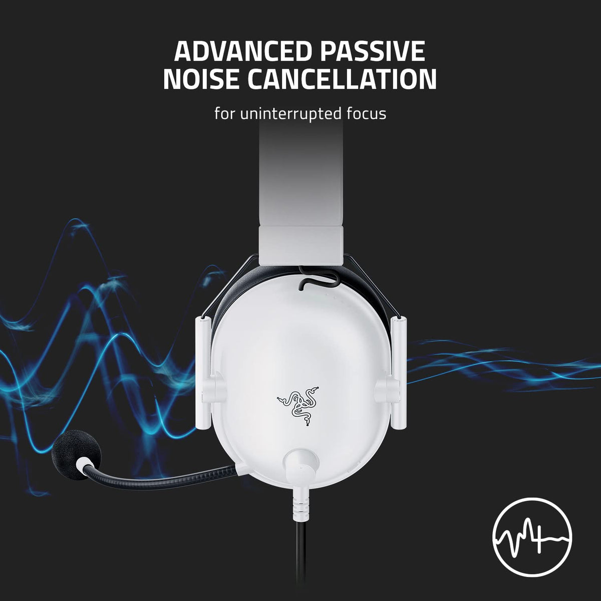 Razer BlackShark V2 X Gaming Headset for PC, 3.5mm Audio Jack, White