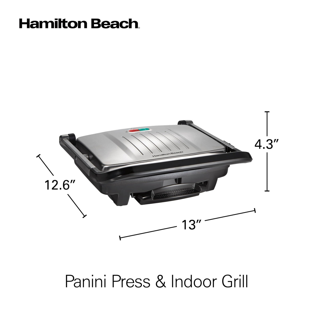 Hamilton Beach Panini Press, Sandwich Maker & Electric Indoor Grill, Upright Storage, Nonstick Easy Clean Grids, Stainless Steel (25410C)