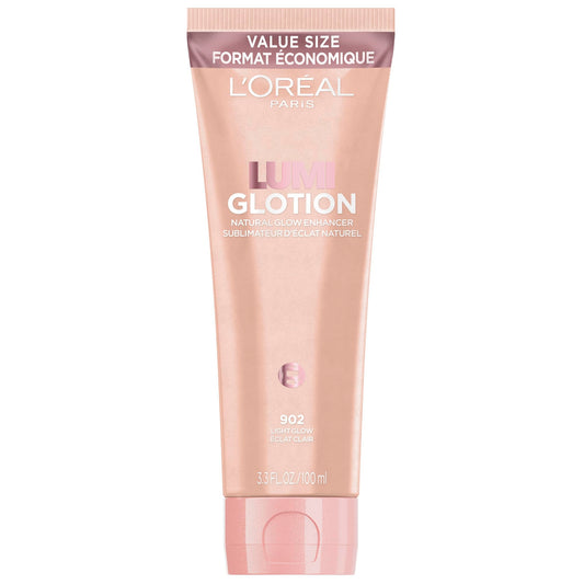 L’Oréal Paris Lumi Glotion Jumbo, Natural Glow Enhancer for Face & Body, Instantly Hydrates and Illuminates Skin, Sheer Colour Tint, Offers a Sunkissed Glow, 902 Light, 100 mL