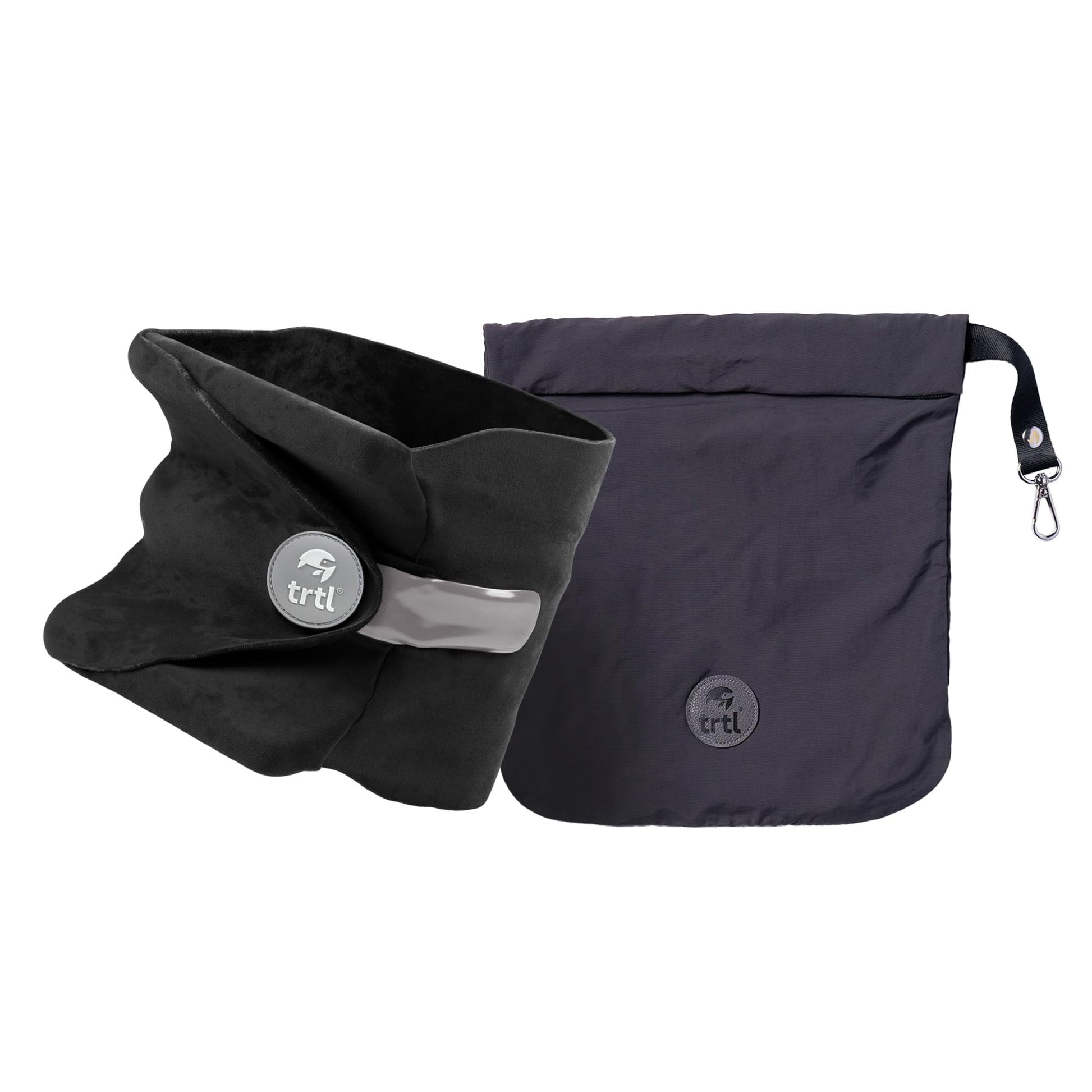 trtl Travel Pillow - Airplane Pillow for Neck and Shoulder Support - Soft, Lightweight, Machine-Washable Travel Pillows for Airplanes - Black - Available at All In One Marketplace Canada