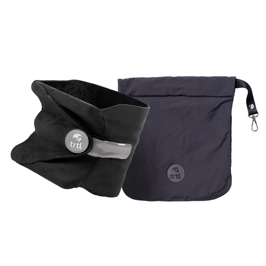 trtl Travel Pillow - Airplane Pillow for Neck and Shoulder Support - Soft, Lightweight, Machine-Washable Travel Pillows for Airplanes - Black - Available at All In One Marketplace Canada