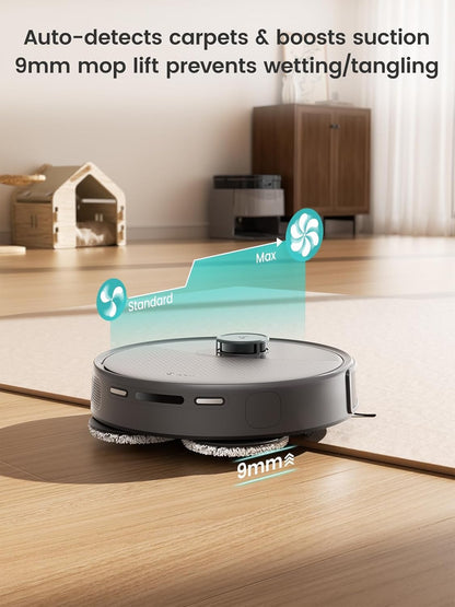Lefant M3 Max Robot Vacuum and Mop,20000Pa Suction,Anti-Tangle Brushes, Smart Obstacle Avoidance,Auto Mop Washing,All-in-One Dock,9mm Mop Lifting,200RPM Spinning Mops, Smart Obstacle Avoidance,Gray