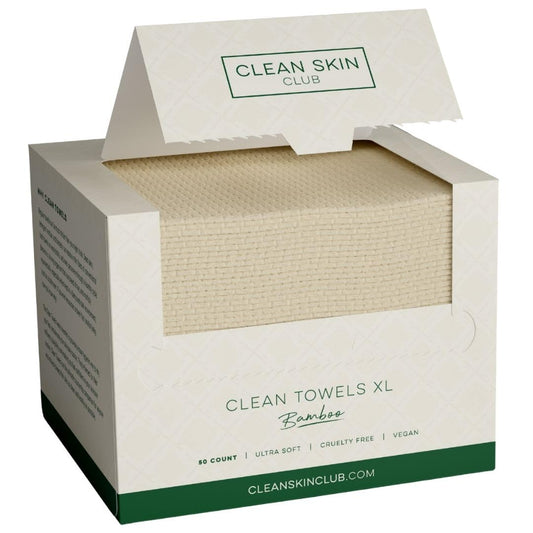 Clean Skin Club Bamboo Viscose Clean Towels® XL 100% USDA Biobased Face Towel, Disposable Face Towelette, Makeup Remover Dry Wipes, Ultra Soft, 50 Ct, 1 Pack - Available at All In One Marketplace Canada
