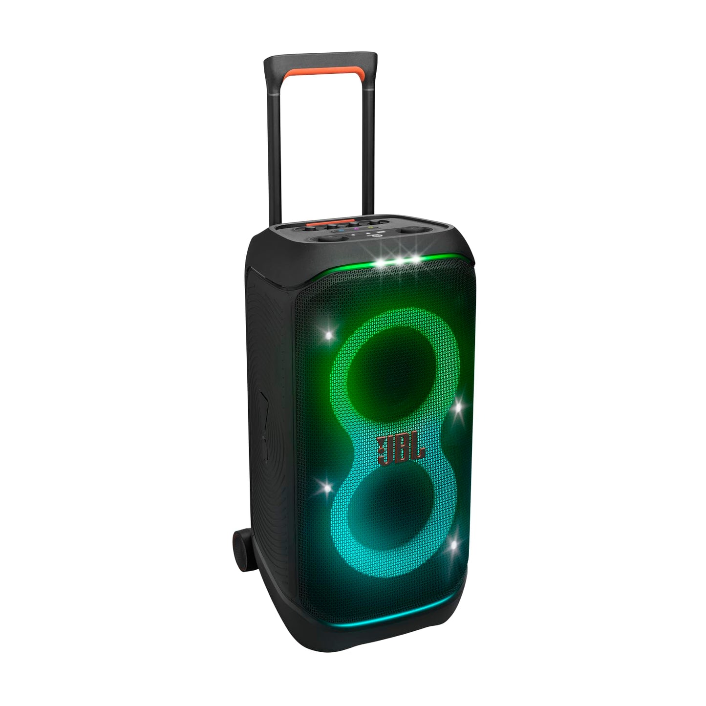 JBL PartyBox Stage 320 - Portable Party Speaker with Telescopic Handle & Wide, Sturdy Wheels, Powerful JBL Pro Sound, Futuristic lightshow, Up to 18 Hours of Play time, Splash Proof JBL