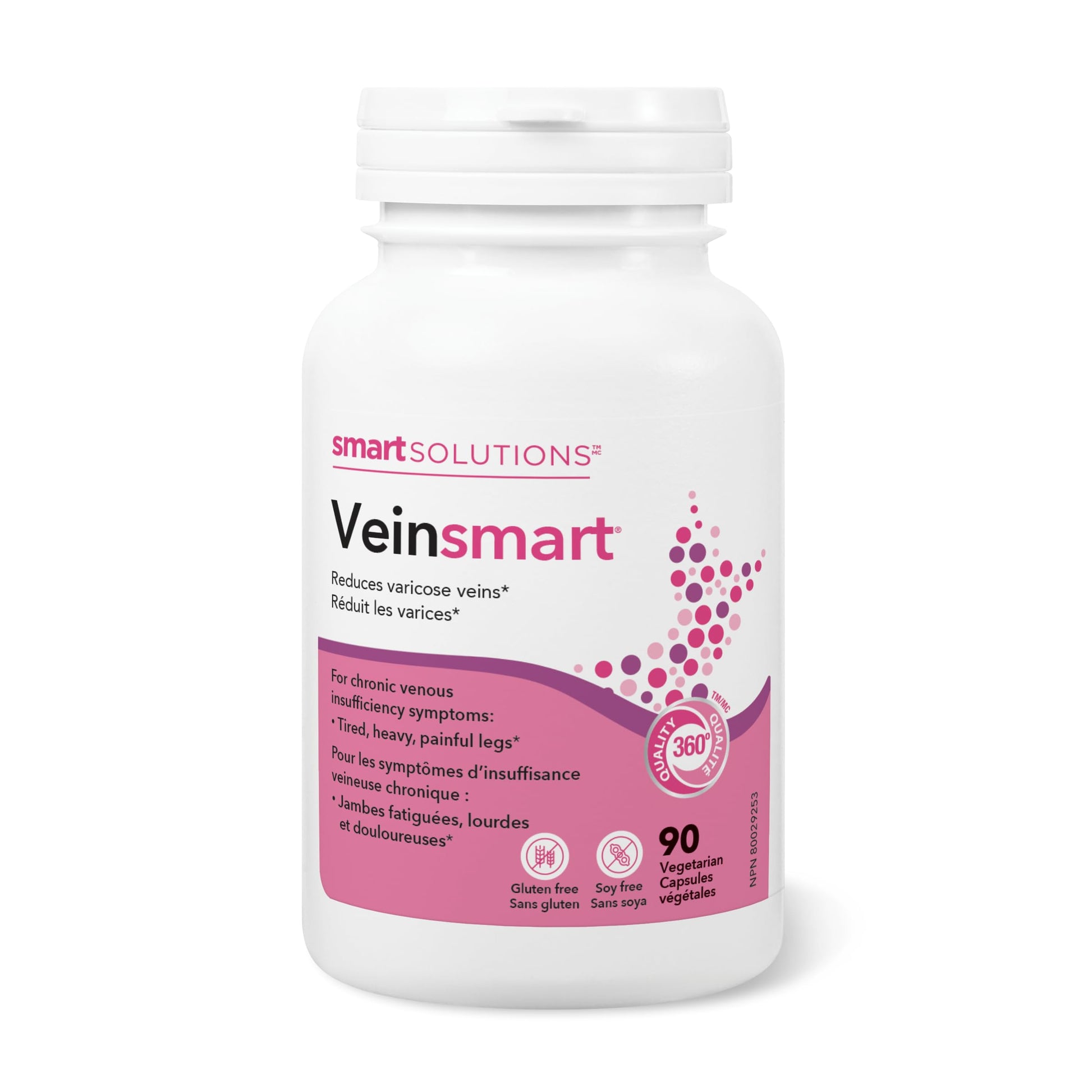 Smart Solutions Veinsmart Vegetarian Capsules, Supports Vein Health and Reduces Varicose Veins, Helps with Swelling and the Feeling Heaviness in the Legs. With 300 mg Diosmin, Gluten-Free, Soy-Free, 90 Count Lorna Vanderhaeghe