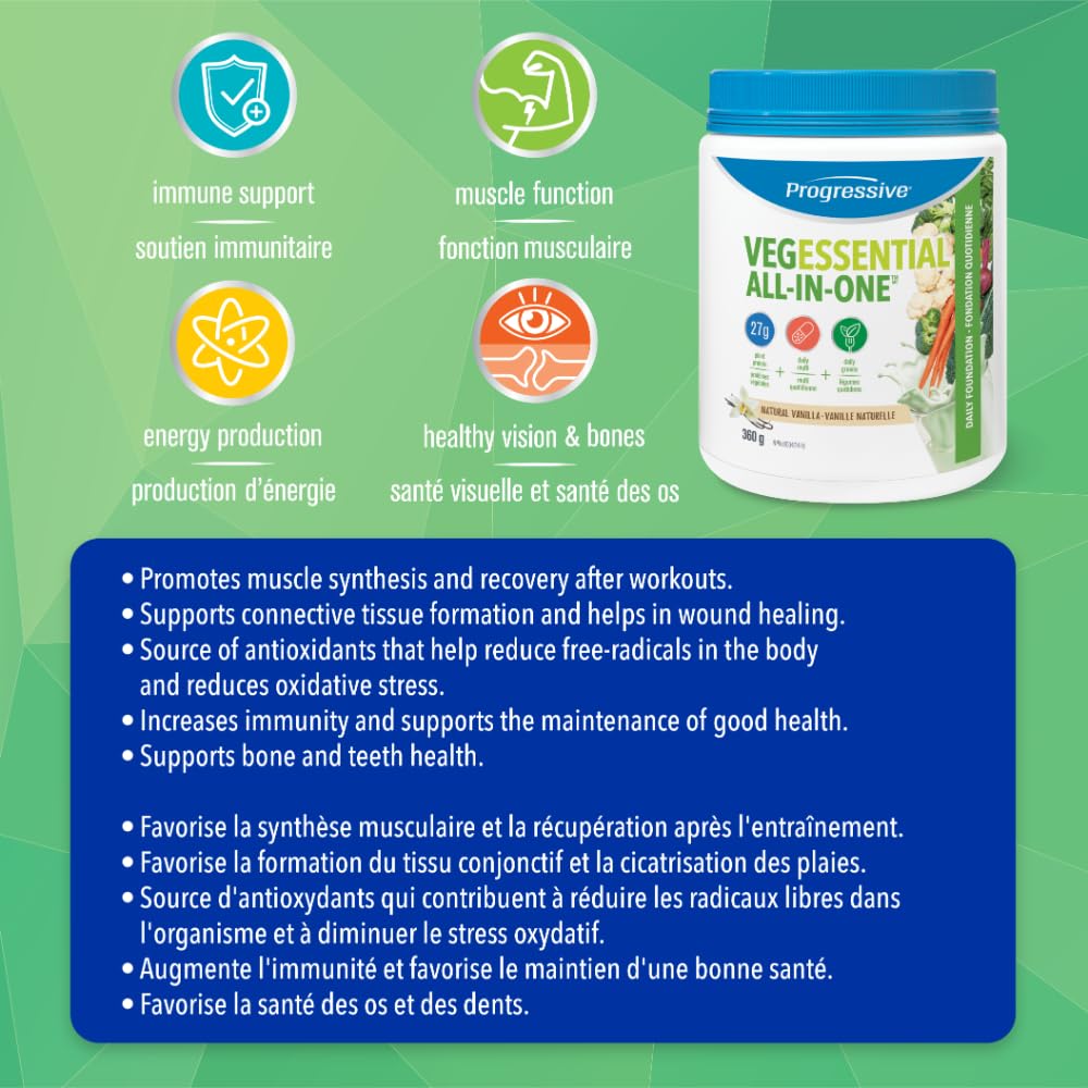 Progressive VegEssential, All-In-One Vegan Protein, Greens, Vitamins & Minerals Powder - Vanilla Flavour, 840 g