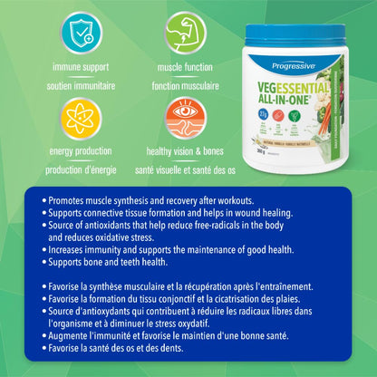 Progressive VegEssential, All-In-One Vegan Protein, Greens, Vitamins & Minerals Powder - Vanilla Flavour, 840 g