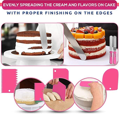RFAQK 35 PCs Cake Decorating Kit with Cake Turntable -Leveler- Cake Stand with Non slip Base-7 Piping Tips & 20 Bags-Straight & Offset Spatula- Scraper Set-EBook-Cake Decorations & Baking Supplies Set 🍁 All In One Marketplace Canada