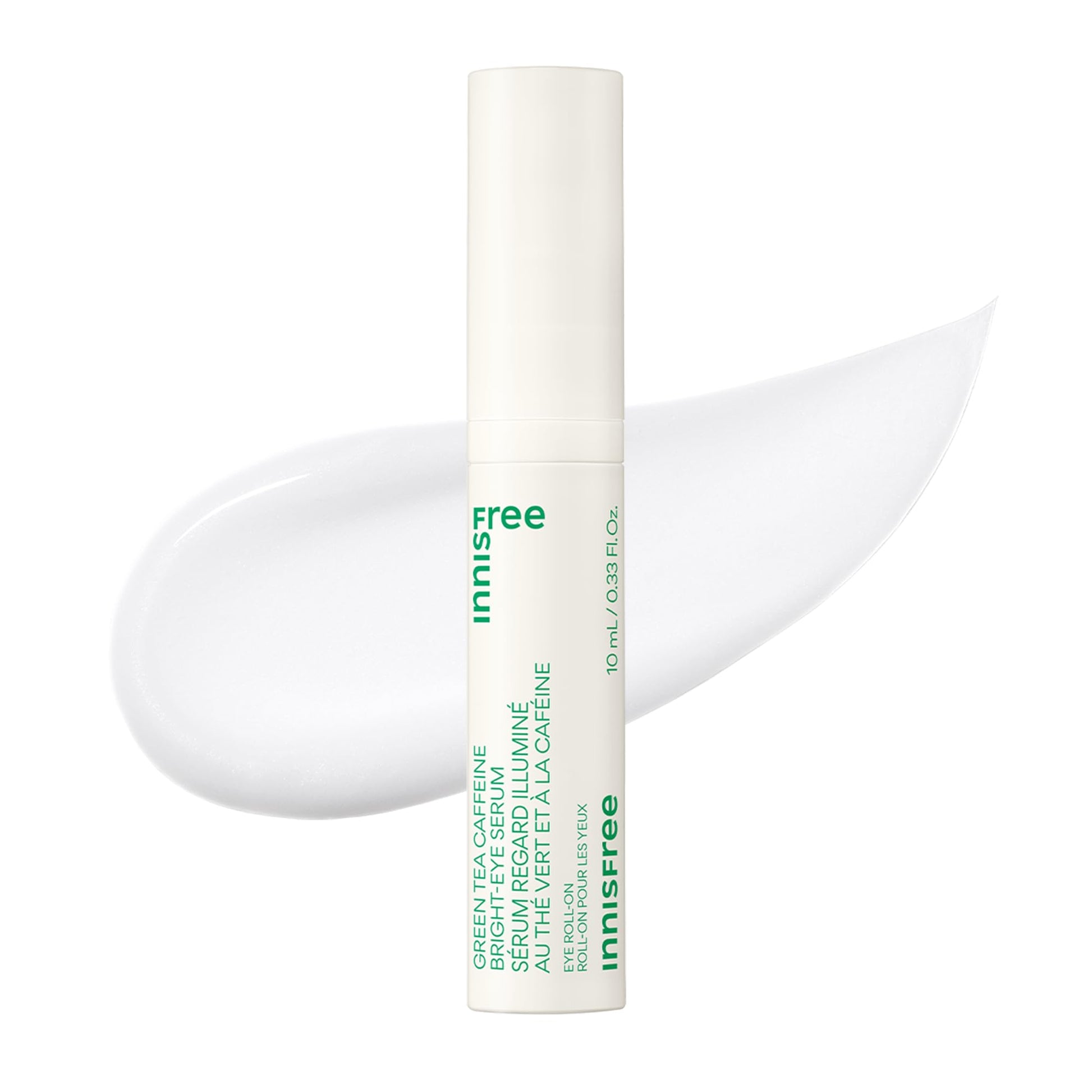innisfree Green Tea Caffeine Depuffing Eye Serum with Niacinamide, Cooling Korean Eye Roll-On for Hydration and Brightening - Available at All In One Marketplace Canada