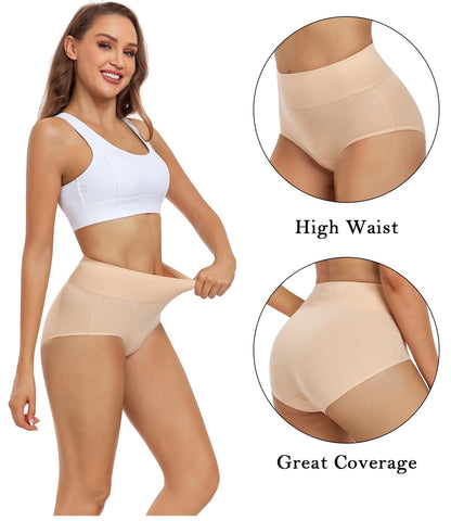 wirarpa Culottes taille haute en coton pour femme, lot de 5, beige, grande taille