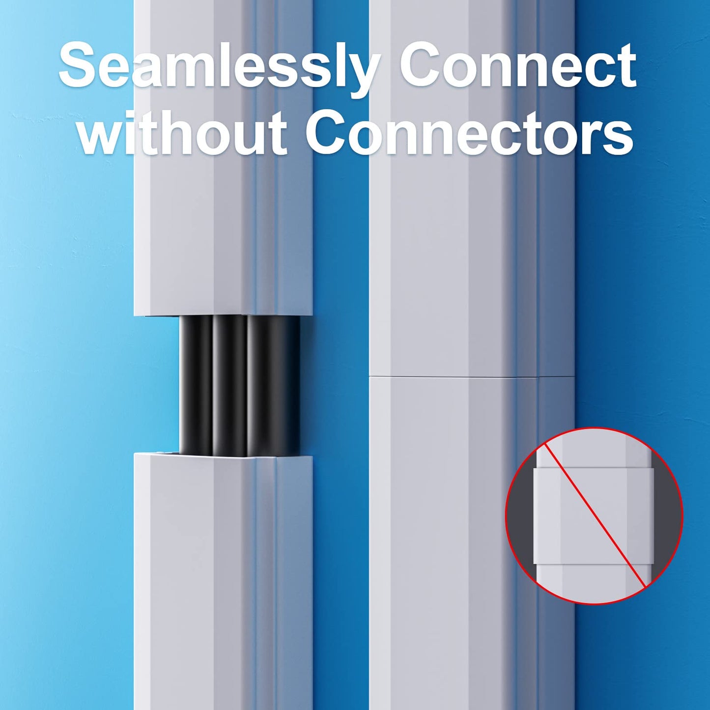 Yecaye TV Cord Hider, 42in Cord Cover, Large Cable Hider, Wire Covers for 4 Cords, Cable Raceway for TV on Wall, Cable Cover Cord Concealer, W1.18in H0.6in, White - Available at All In One Marketplace Canada