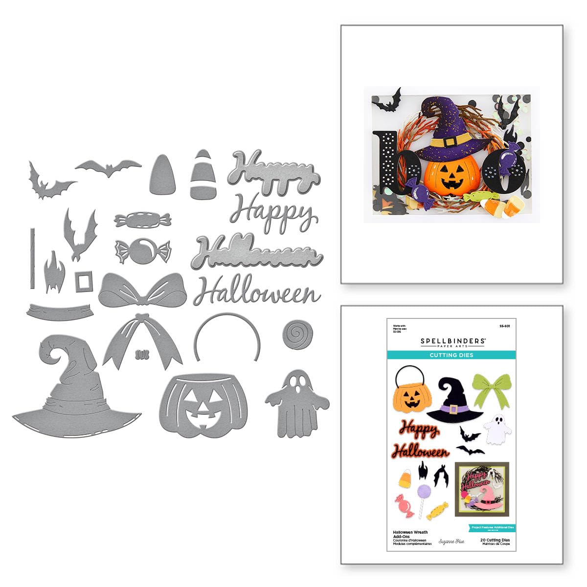 Matrices de découpe Spellbinders Halloween Wreath Add-Ons par Suzanne Hue, métal