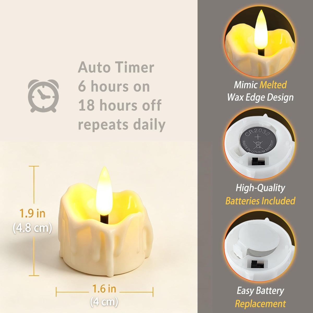 Yakpo 12 Pack LED Timer Tea Light Battery Operated, Flameless Flickering LED Votive Tealight Timer Candles, Outdoor Electric Flicker Fake Candle Bulk for Christmas Halloween Pumpkin Light Decorations 🍁 All In One Marketplace Canada
