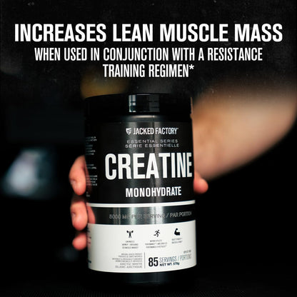 Jacked Factory Creatine Monohydrate Powder - Canadian-Owned Informed Choice Certified Supplement for Increased Muscle Mass*, Improved Strength, Power, & Performance** - 85 Servings, Arctic White
