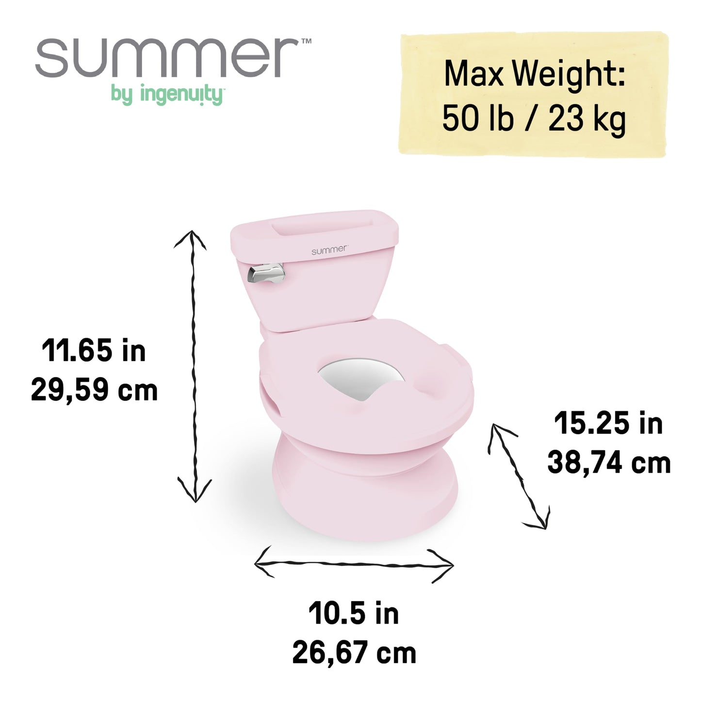 Summer by Ingenuity My Size Potty Pro in Pink, Infant Potty Training Toilet, Lifelike Flushing Sound, For Ages 18 Months, Up to 50 Pounds