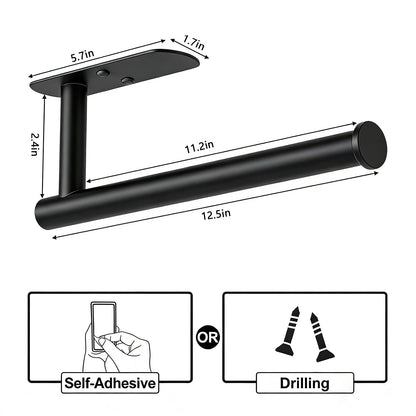 HUFEEOH Black Adhesive Paper Towel Holder Under Cabinet Wall Mount for Kitchen Paper Towel, Stainless Steel Paper Towel Roll Rack for Bathroom Towel - Available at All In One Marketplace Canada