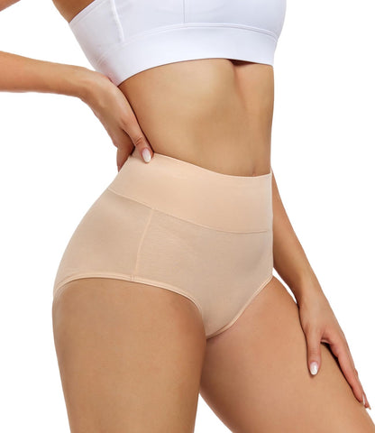 wirarpa Culottes taille haute en coton pour femme, lot de 5, beige, grande taille