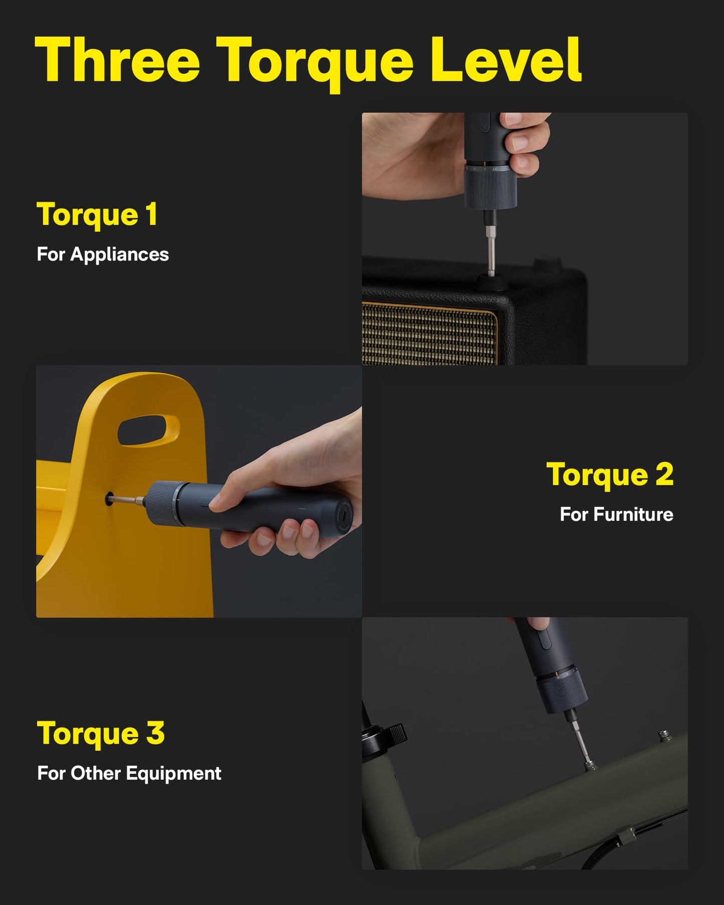 HOTO Electric Screwdriver Set, 3.6V Cordless Screwdriver Set USB-C, 3 Torque Settings, 1500mAh Battery, LED Light & 12 S2 Metal Bits for Furniture/Electrical Repairs - Available at All In One Marketplace Canada