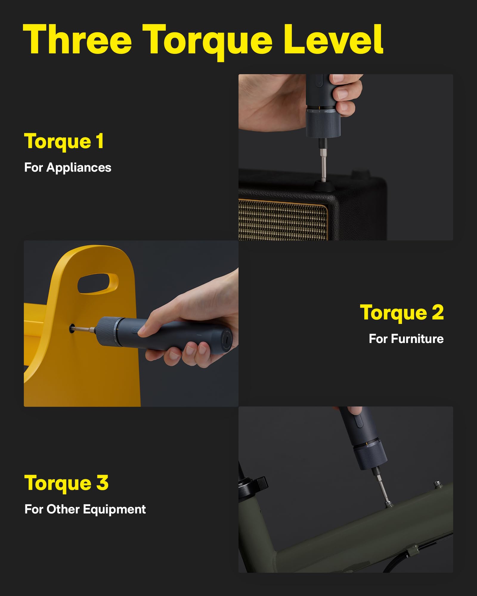 HOTO Electric Screwdriver Set, 3.6V Cordless Screwdriver Set USB-C, 3 Torque Settings, 1500mAh Battery, LED Light & 12 S2 Metal Bits for Furniture/Electrical Repairs - Available at All In One Marketplace Canada