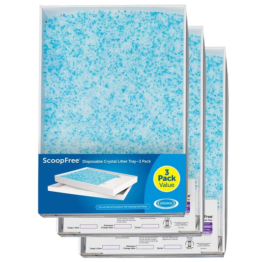 PetSafe ScoopFree Premium Self-Cleaning Cat Litter Box Tray Refills - Disposable - Non-Clumping Crystal Litter - 3-Pack