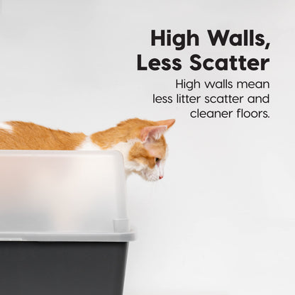 IRIS USA Large Cat Litter Boxes, Open Top High Sided Pan w/Scoop, Black 🍁 All In One Marketplace Canada