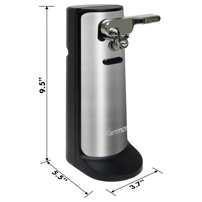 Kenmore Electric Can Opener - Hand Friendly, Bottle Opener, Knife sharpener, Latas Abrelatas, Cord Storage, Automatic Countertop appliance Stainless Steel detachable cutting lever