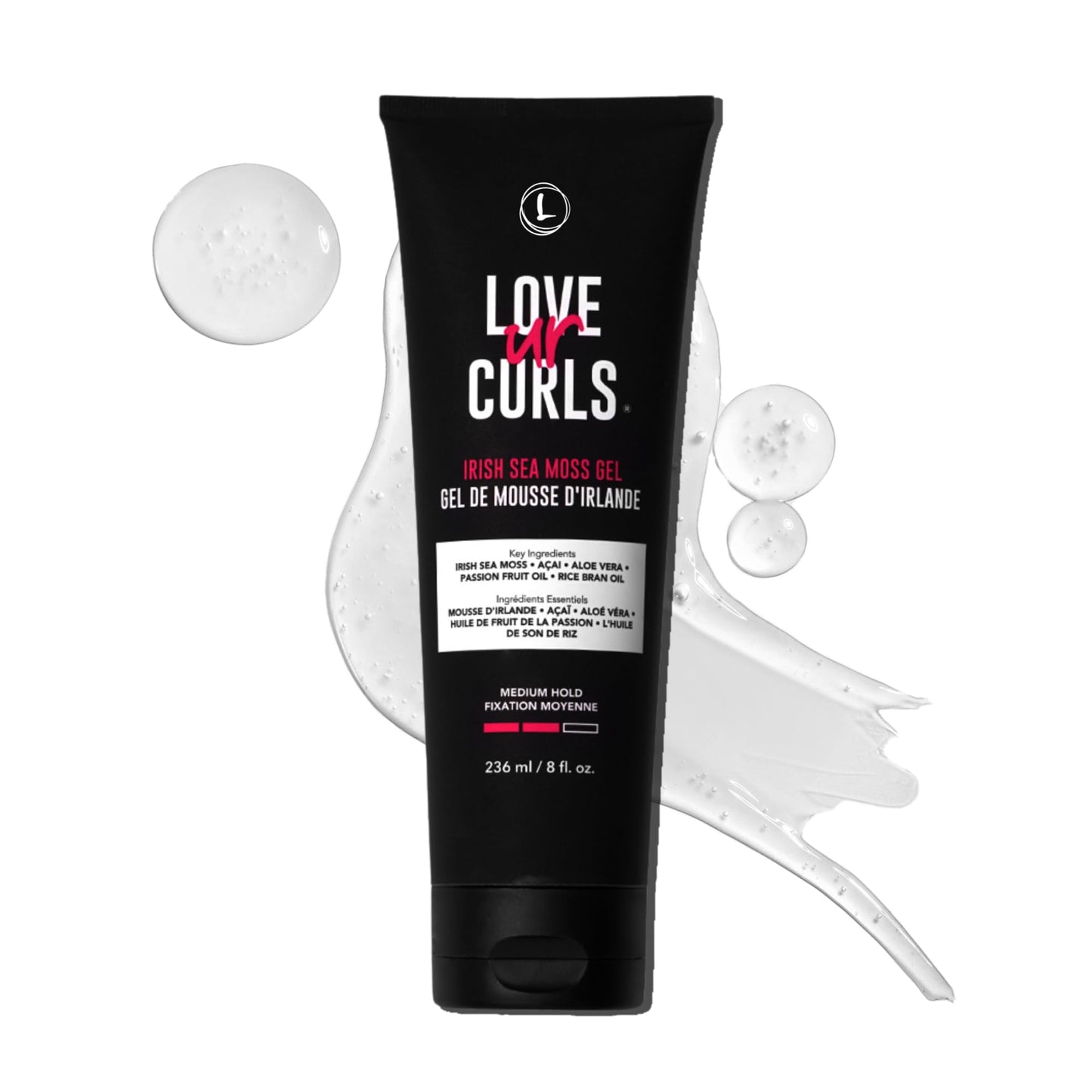 Love Ur Curls Irish Sea Moss Hair Gel, Medium Hold Hair Styling Curling Gel for Defined Curly Hair, Waves & Coils, Vegan, Cruelty Free, 236mL - Available at All In One Marketplace Canada
