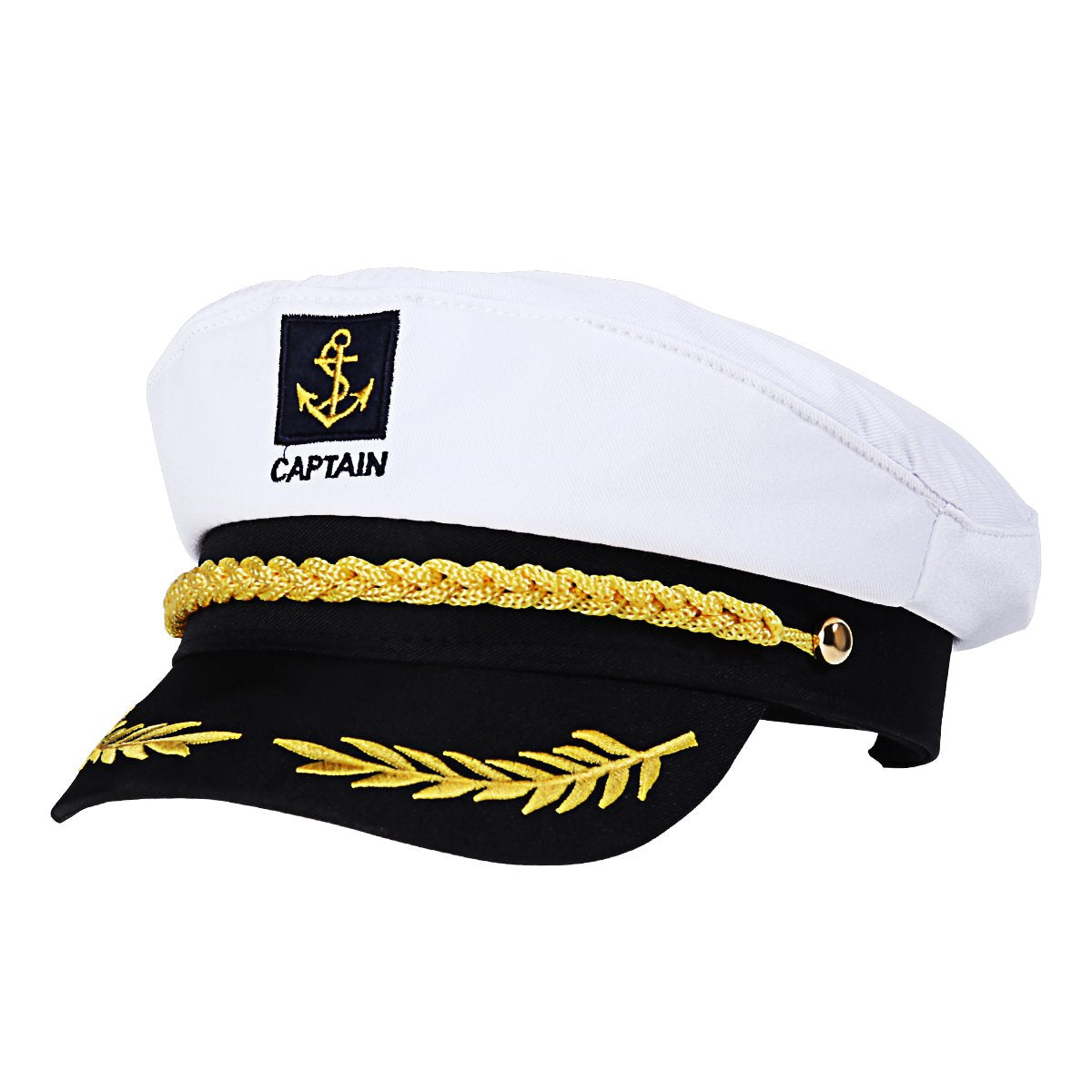 Yacht Captain Hat White Sailor Hat for Women Men Yacht Boat Captain Cap Halloween Costume Party Masquerade Cosplay Accessory