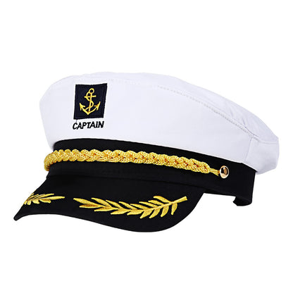 Yacht Captain Hat White Sailor Hat for Women Men Yacht Boat Captain Cap Halloween Costume Party Masquerade Cosplay Accessory