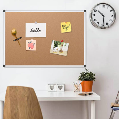 VIZ-PRO Cork Notice Board, 36 X 24 Inches, Cork Bulletin Board with Silver Aluminium Frame 🍁 All In One Marketplace Canada