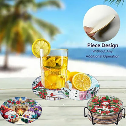 8 Pcs Christmas Diamond Art Coasters Kits for Adults with Holder Cork Pads 🍁 All In One Marketplace Canada