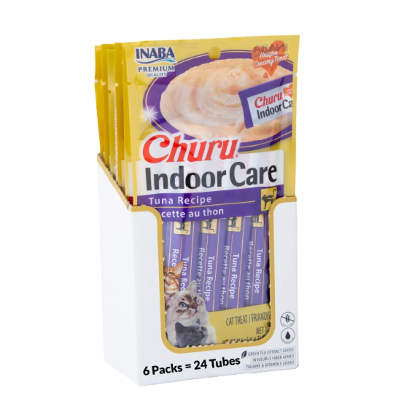 INABA Churu Indoor Care Cat Treats Lickable Tubes, Tuna, 24ct