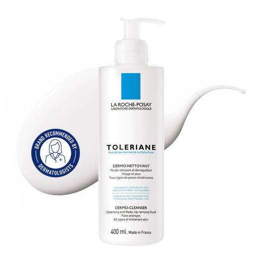 La Roche Posay Face Wash, Toleriane Dermo Cleanser, Formulated with Glycerin to Calm Irritated Skin, Gently Cleanses & Removes Makeup. Suitable for Sensitive Skin. Dermatologist Recommended, 400mL - Available at All In One Marketplace Canada