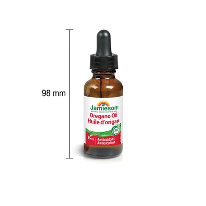 Jamieson Oregano Oil Liquid, with Vitamin E. Supports Immune Health, Antioxidant, Gluten-Free, Lactose-Free, 25 mL, Proudly Canadian