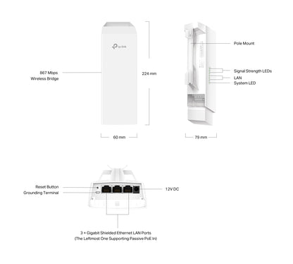 TP-Link Omada Outdoor WiFi Bridge Kit (EAP211-Bridge KIT) - Point-to-Point Long-Range Wireless Bridge, 5GHz 867Mbps Speed, Secure & Reliable Transmission, IP65 Weatherproof, Easy Installation 🍁 All In One Marketplace Canada