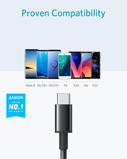 Anker Cable [2 Pack, 10FT], USB A to USB C Cable for Samsung Galaxy S10 S10+, LG V30, Beats Fit Pro and More (Black)
